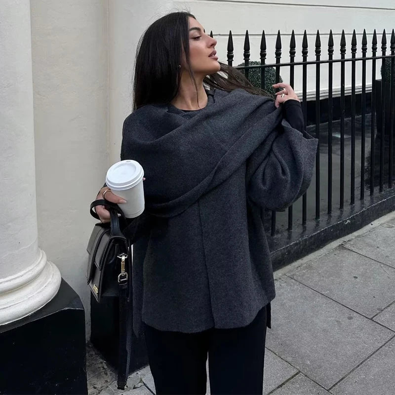 Cold Shoulder Chic Wool Coat